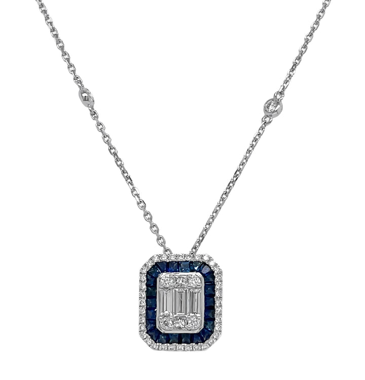 18kt White Gold Diamond and Sapphire Pendant