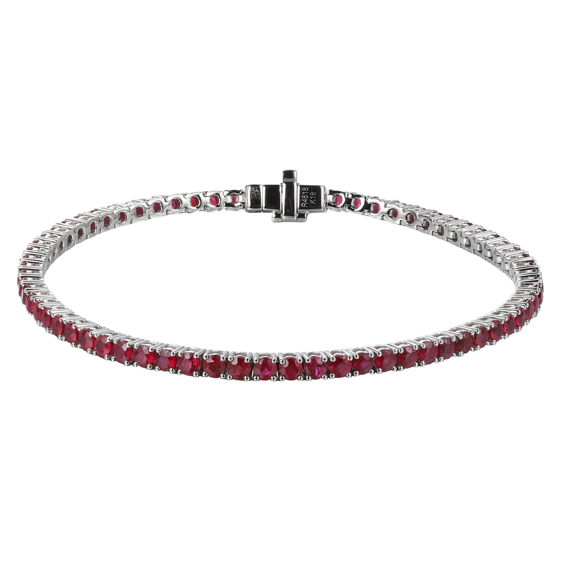 18kt White Gold Diamond and Ruby Tennis Bracelet