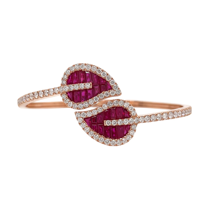 18kt Rose Gold Diamond And Ruby Bangle