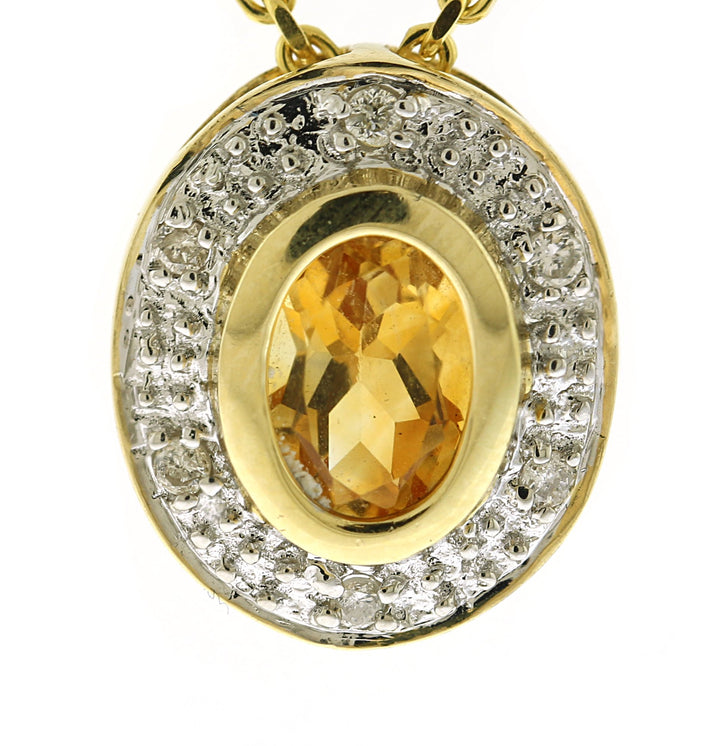 14kt Yellow Gold diamond and Citrine Pendant