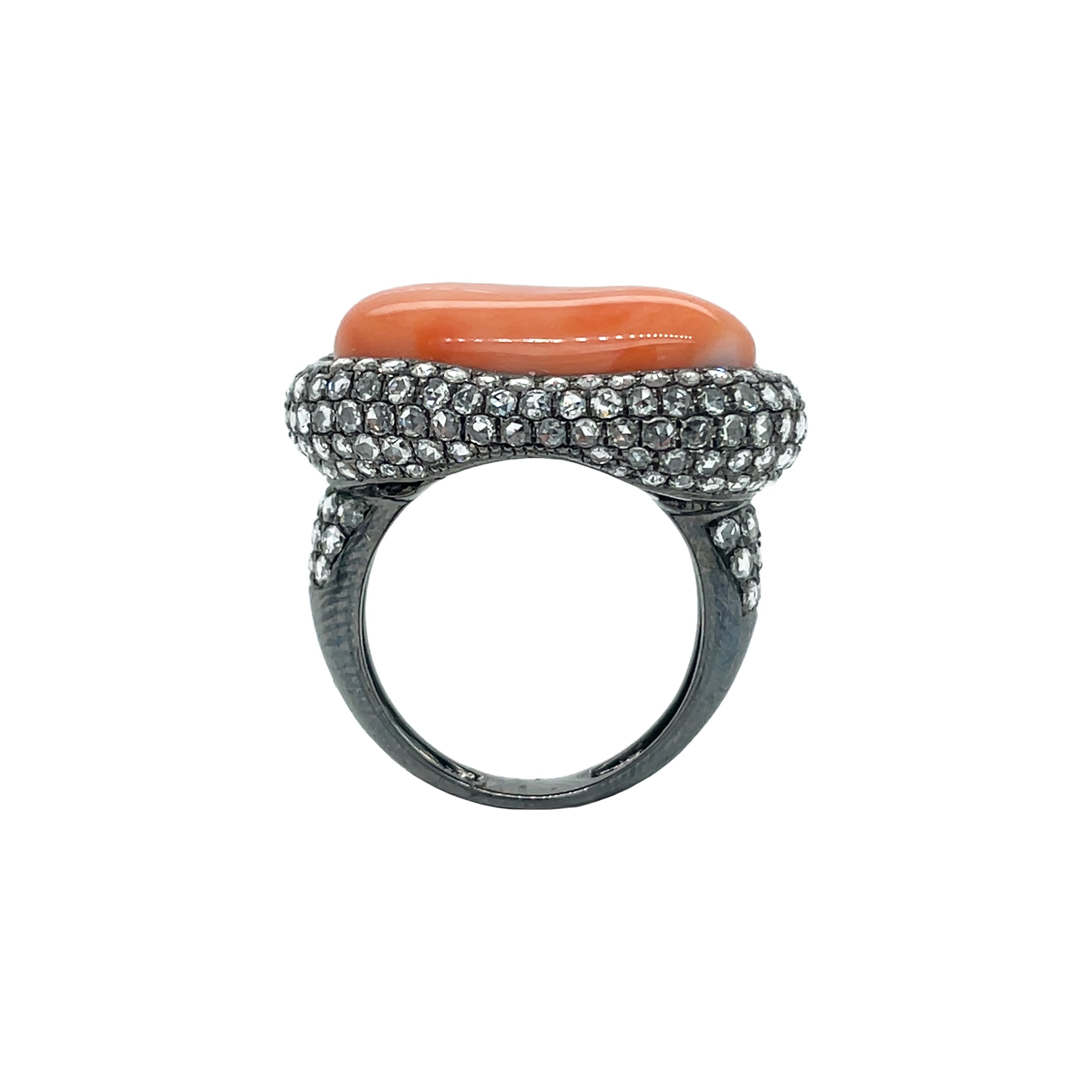 18kt Black Gold Coral Ring