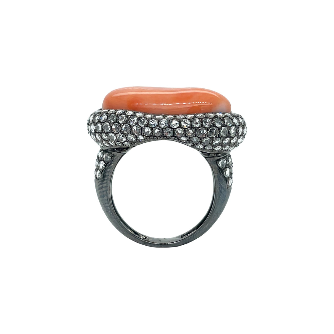 18kt Black Gold Coral Ring