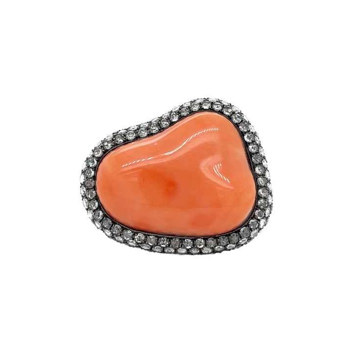 18kt Black Gold Coral Ring