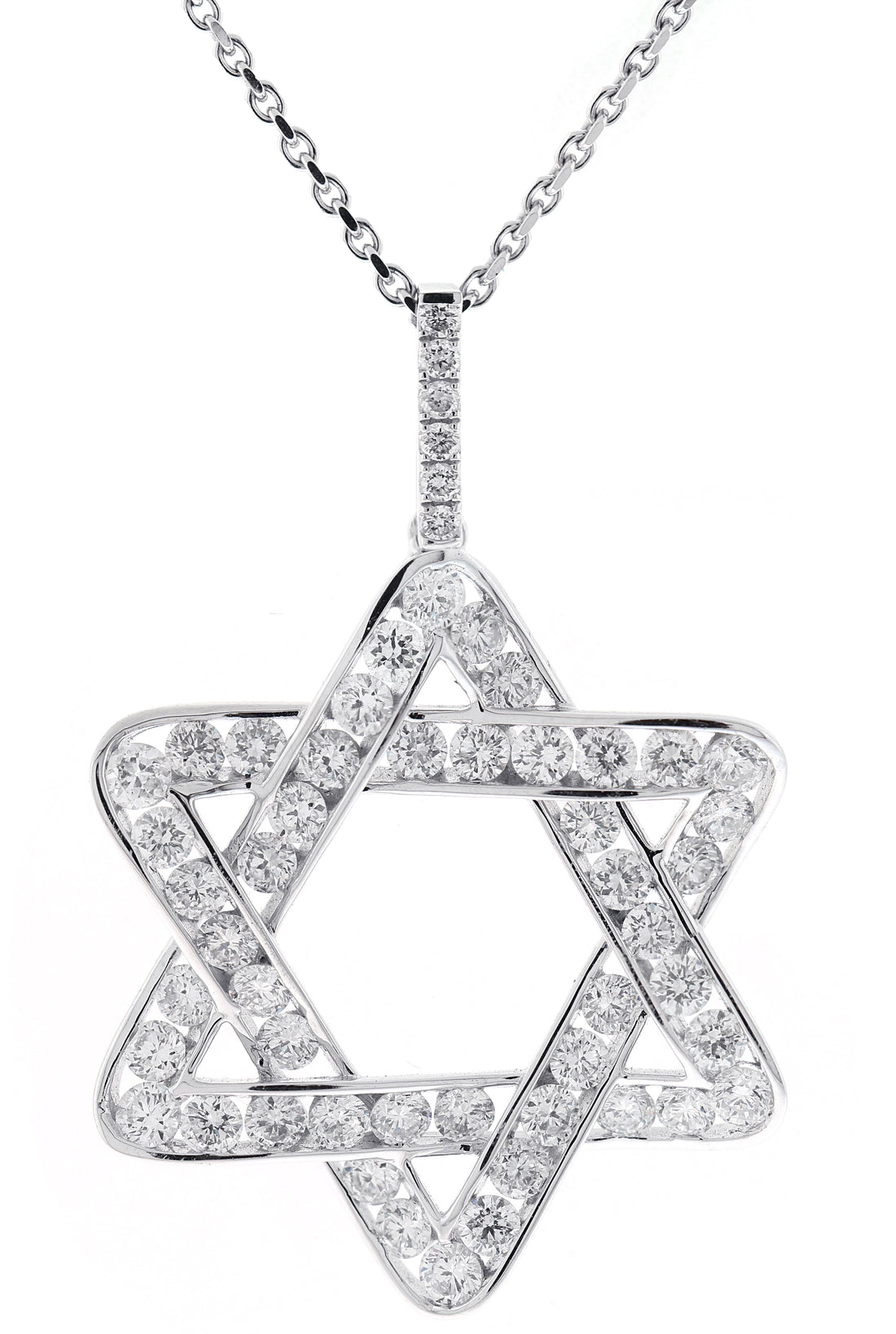 18kt White Gold Diamond Jewish Star Pendant