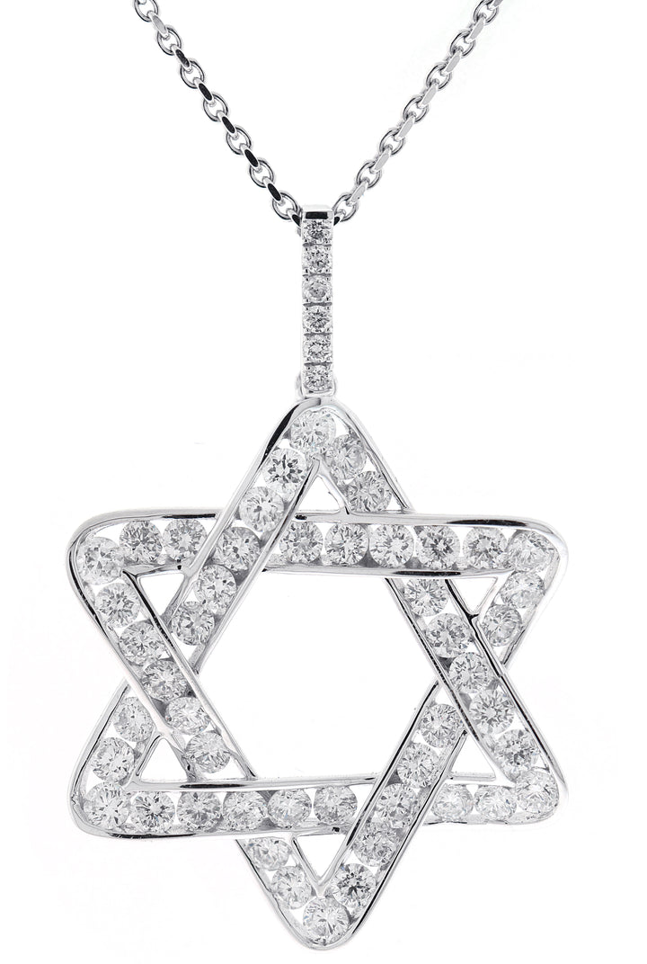 18kt White Gold Diamond Jewish Star Pendant