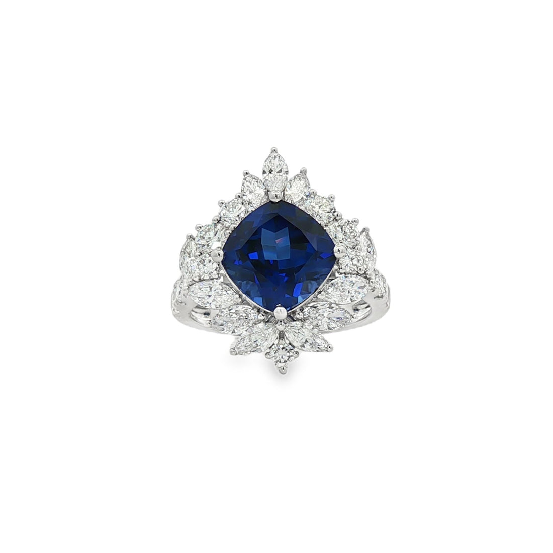 14kt White Gold Lab Diamond And Blue Sapphire Ring