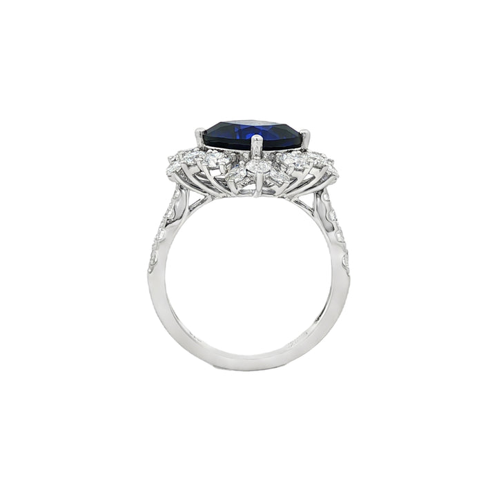 14kt White Gold Lab Diamond And Blue Sapphire Ring