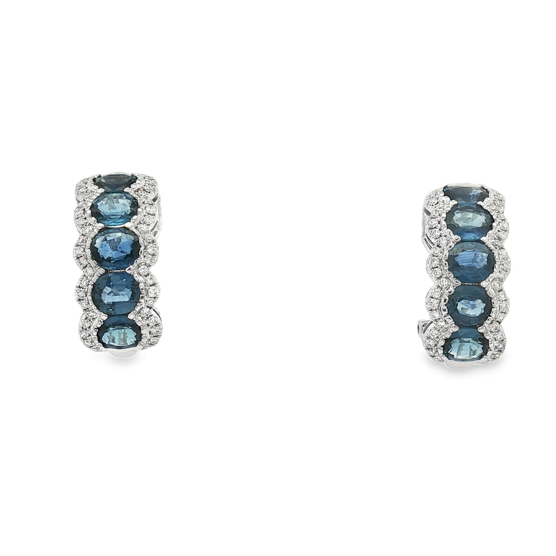 18kt White Gold Diamond And Blue Sapphire Earrings