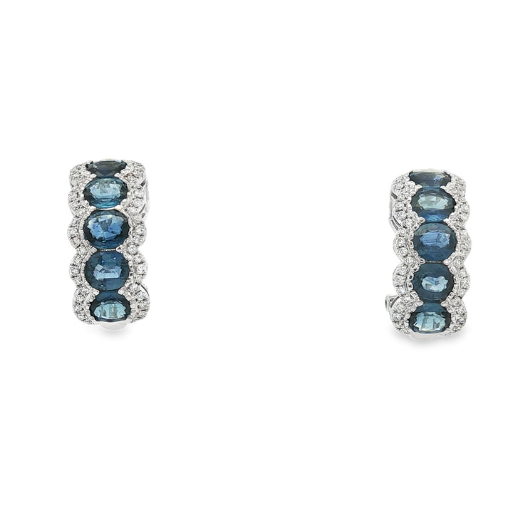 18kt White Gold Diamond And Blue Sapphire Earrings