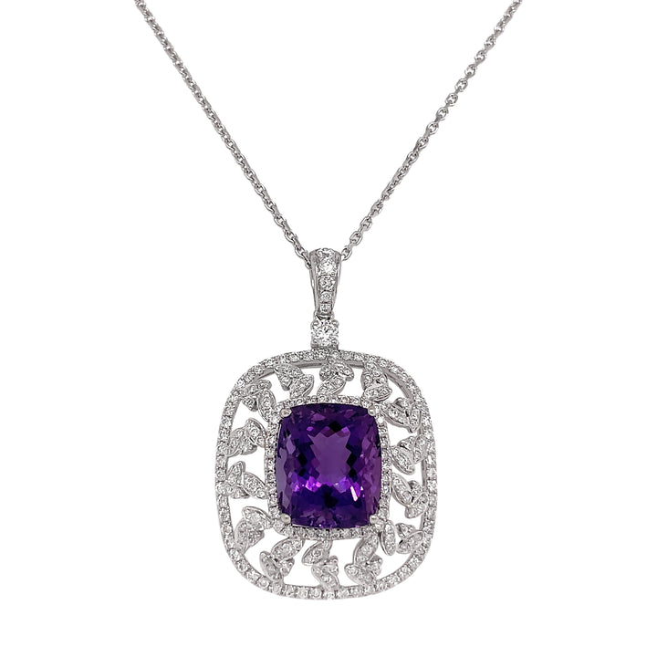 18kt White Gold Diamond and Amethyst Pendant