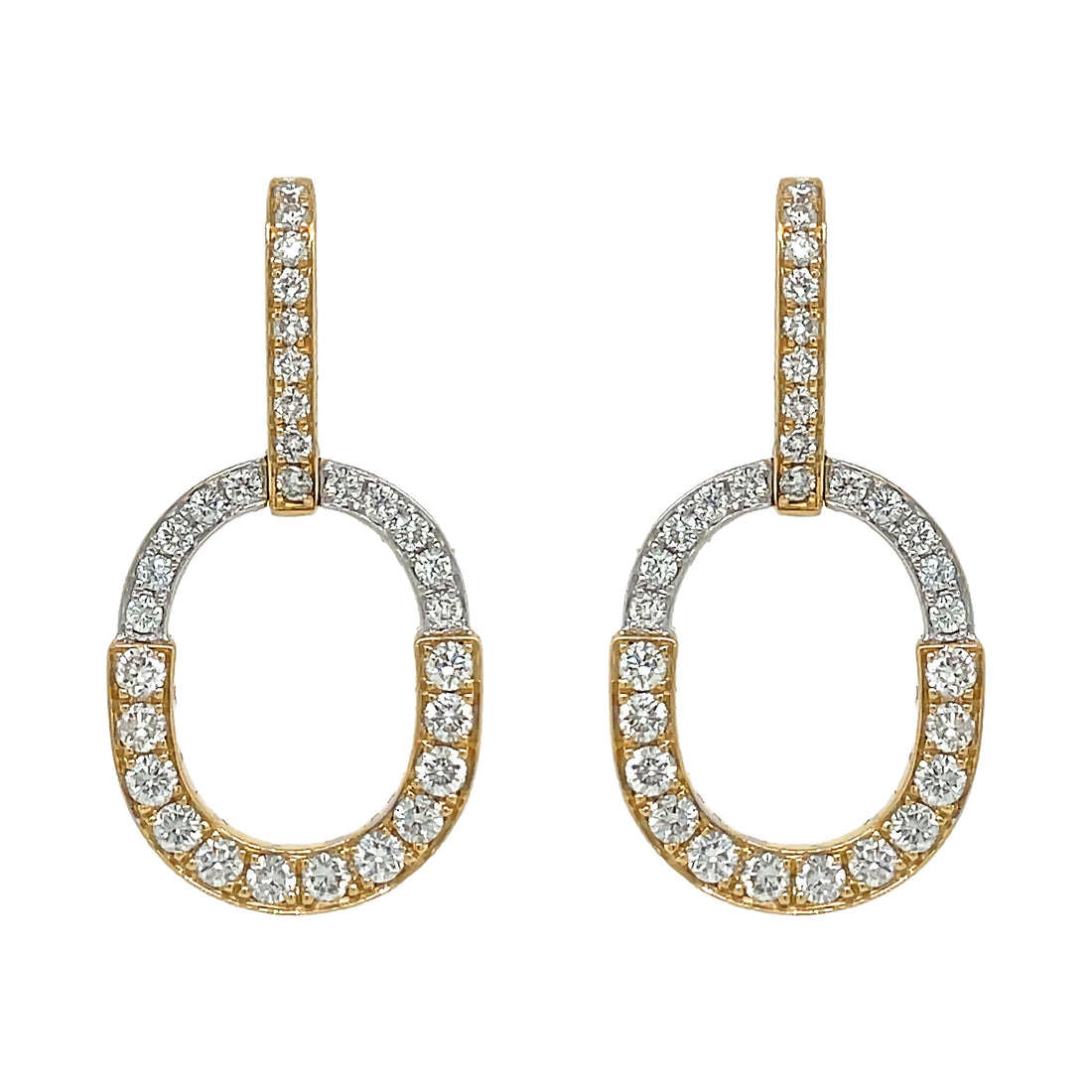 18Kt Yellow and White Gold Diamond Earrings
