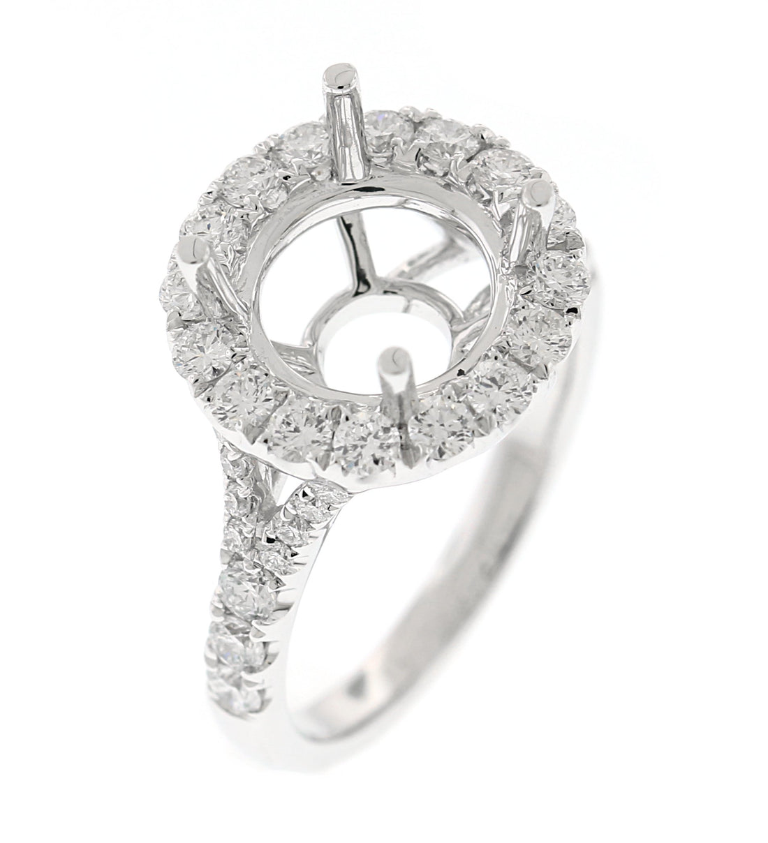 18kt White Gold Diamond Halo Semi Mount