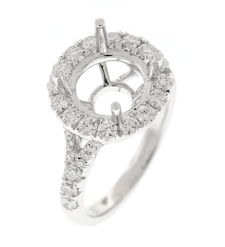 18kt White Gold Diamond Halo Semi Mount