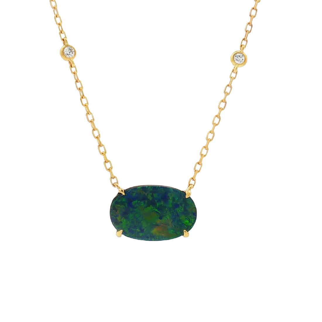 18kt Yellow Gold Diamond And Opal Pendant