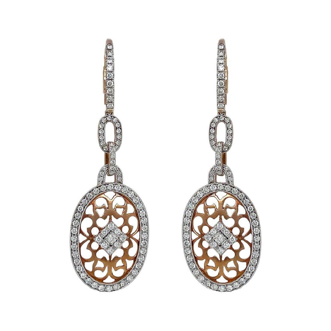 18kt Yellow Gold Diamond Dangling Earrings