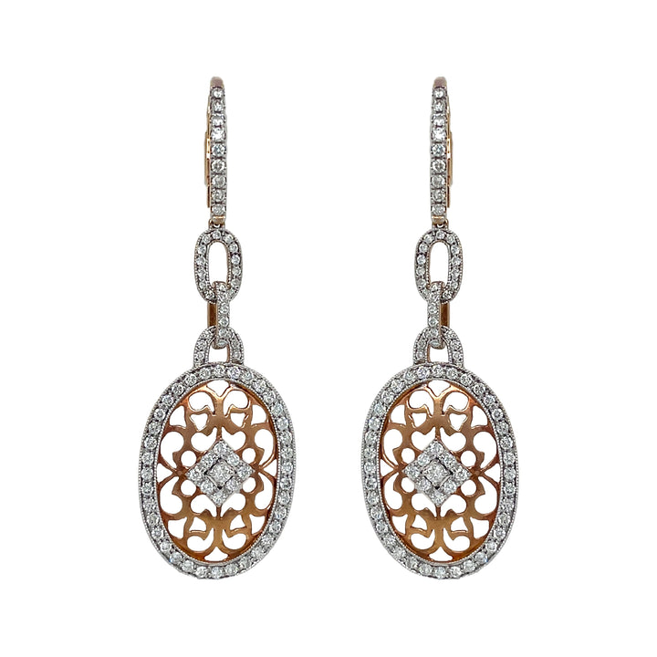 18kt Yellow Gold Diamond Dangling Earrings