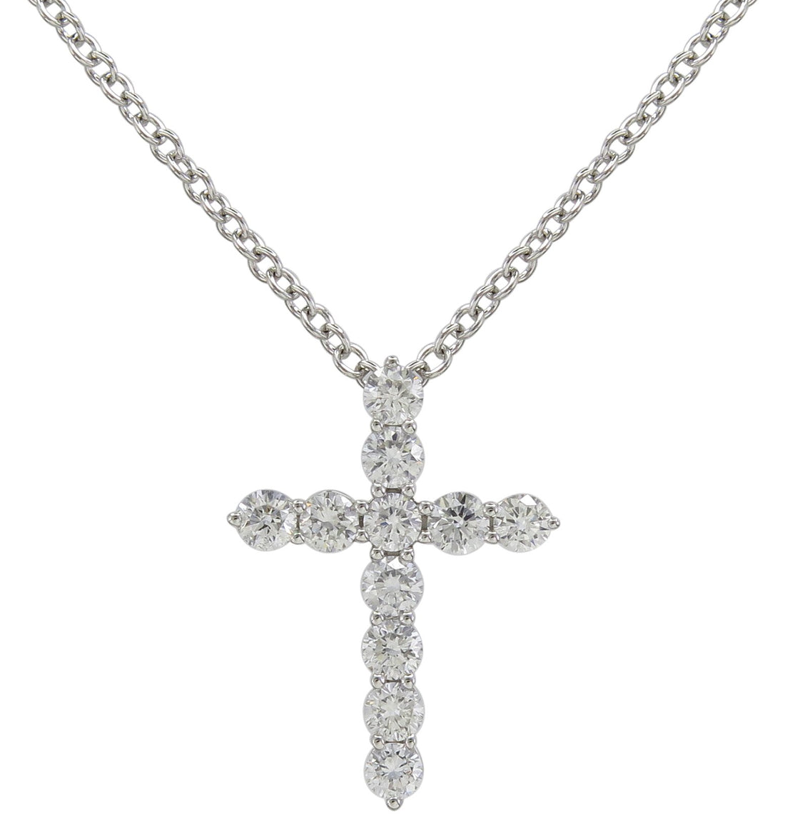 18kt White Gold Diamond Cross Pendant