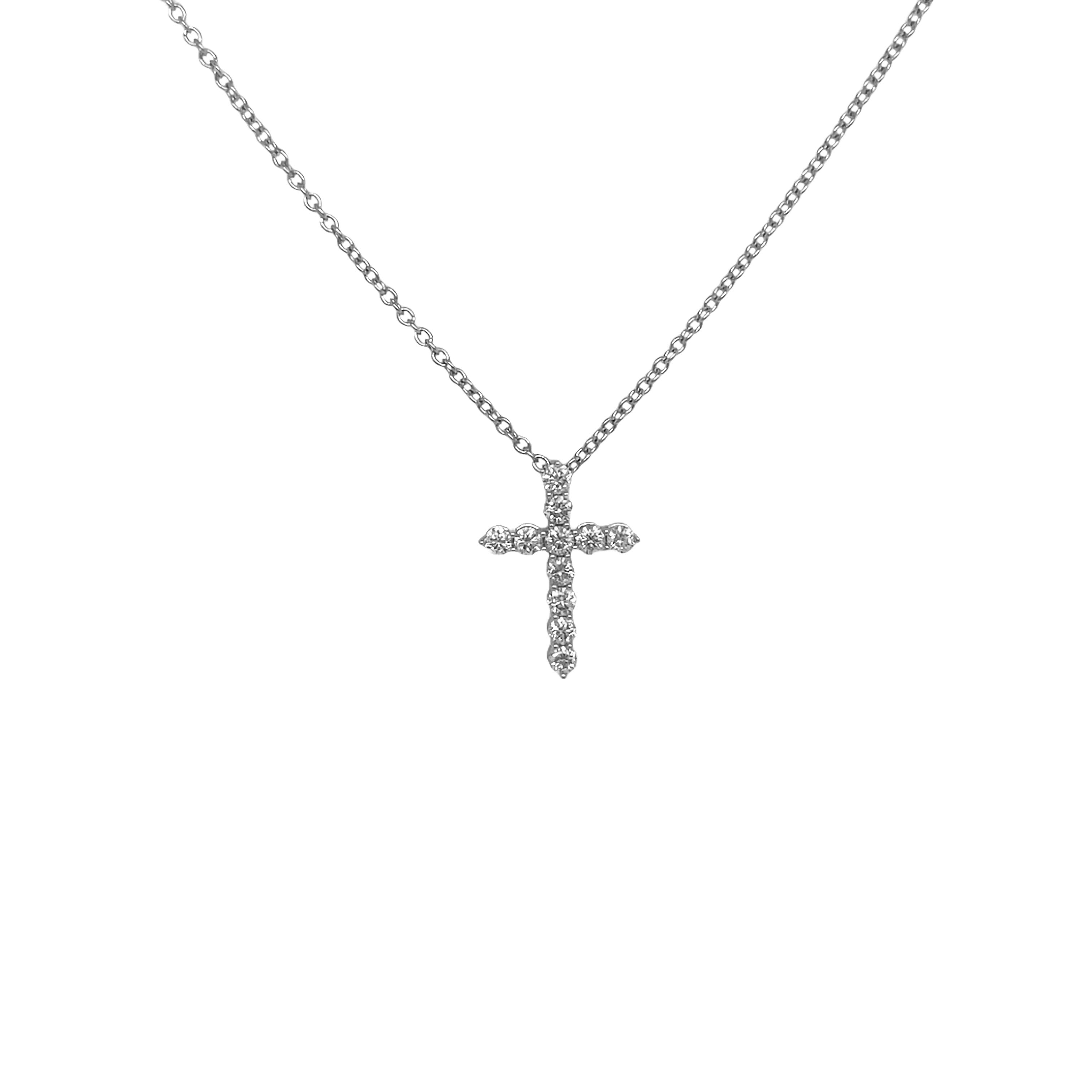 18kt White Gold Diamond Cross Pendant