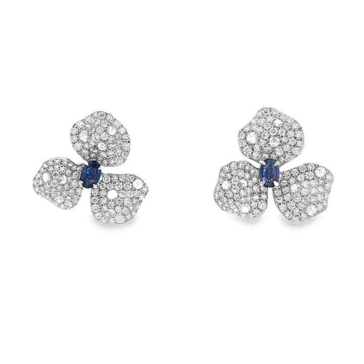 18kt White Gold Diamond And Sapphire Earrings
