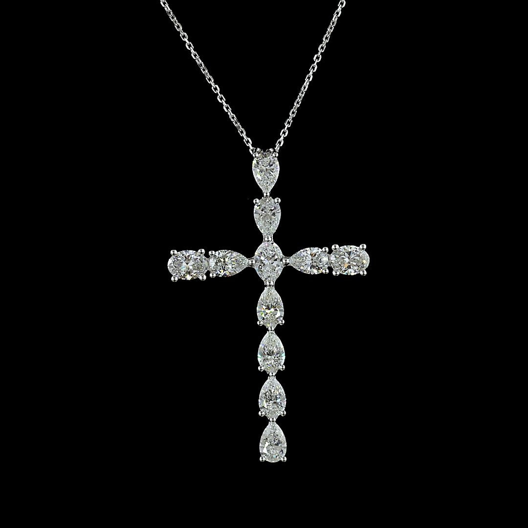 14kt White Gold Lab Diamond Cross Pendant