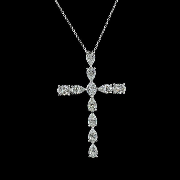 14kt White Gold Lab Diamond Cross Pendant