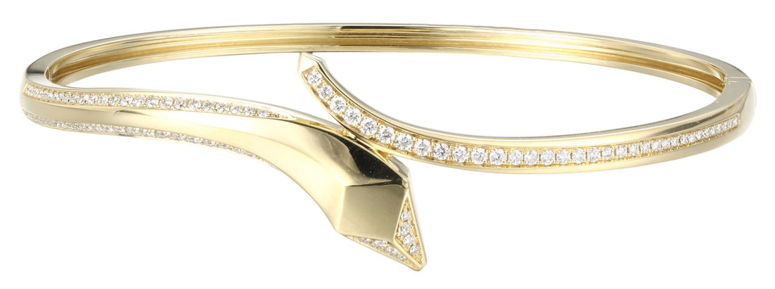 18Kt Yellow Gold Diamond Serpent Bangle