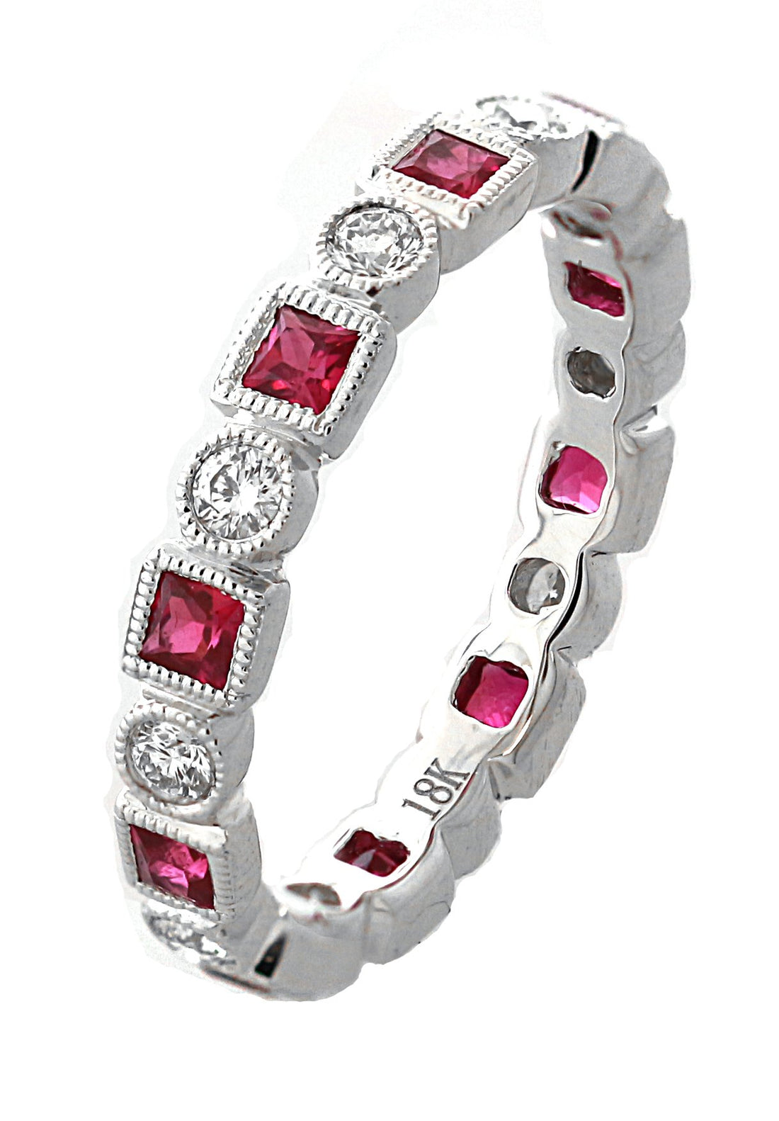 18kt White Gold Diamond And Ruby Eternity Band
