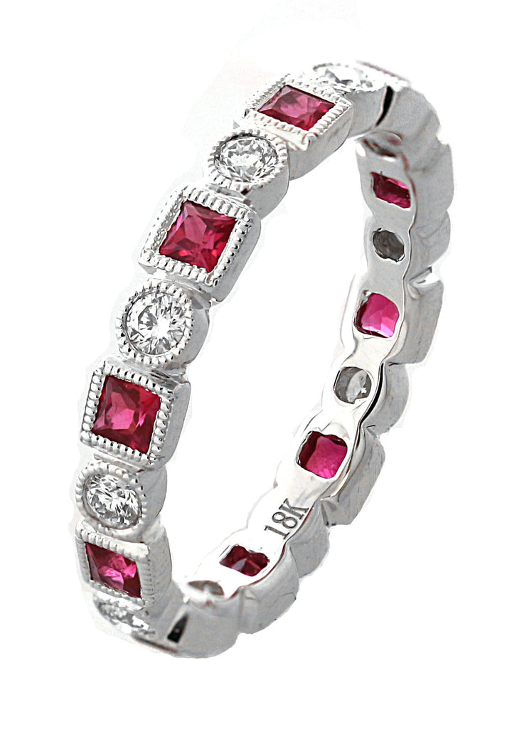 18kt White Gold Diamond And Ruby Eternity Band
