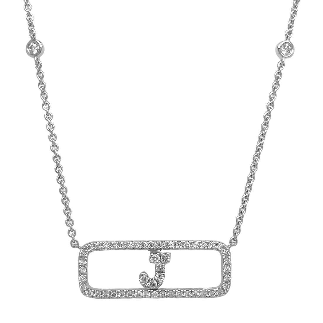 18kt White Gold Diamond Initial "J" Pendant