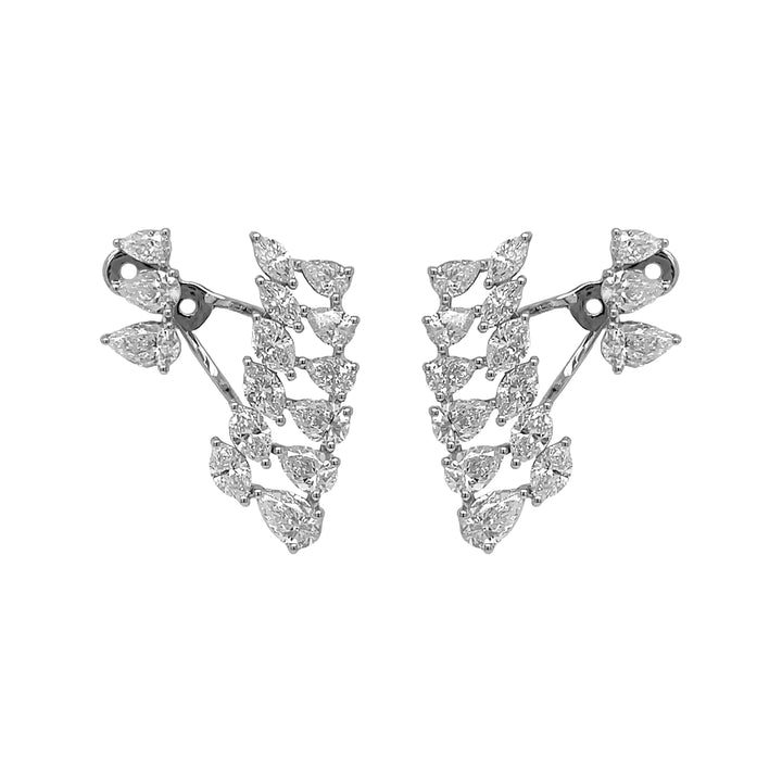 18kt White Gold Diamond Dangling Earrings