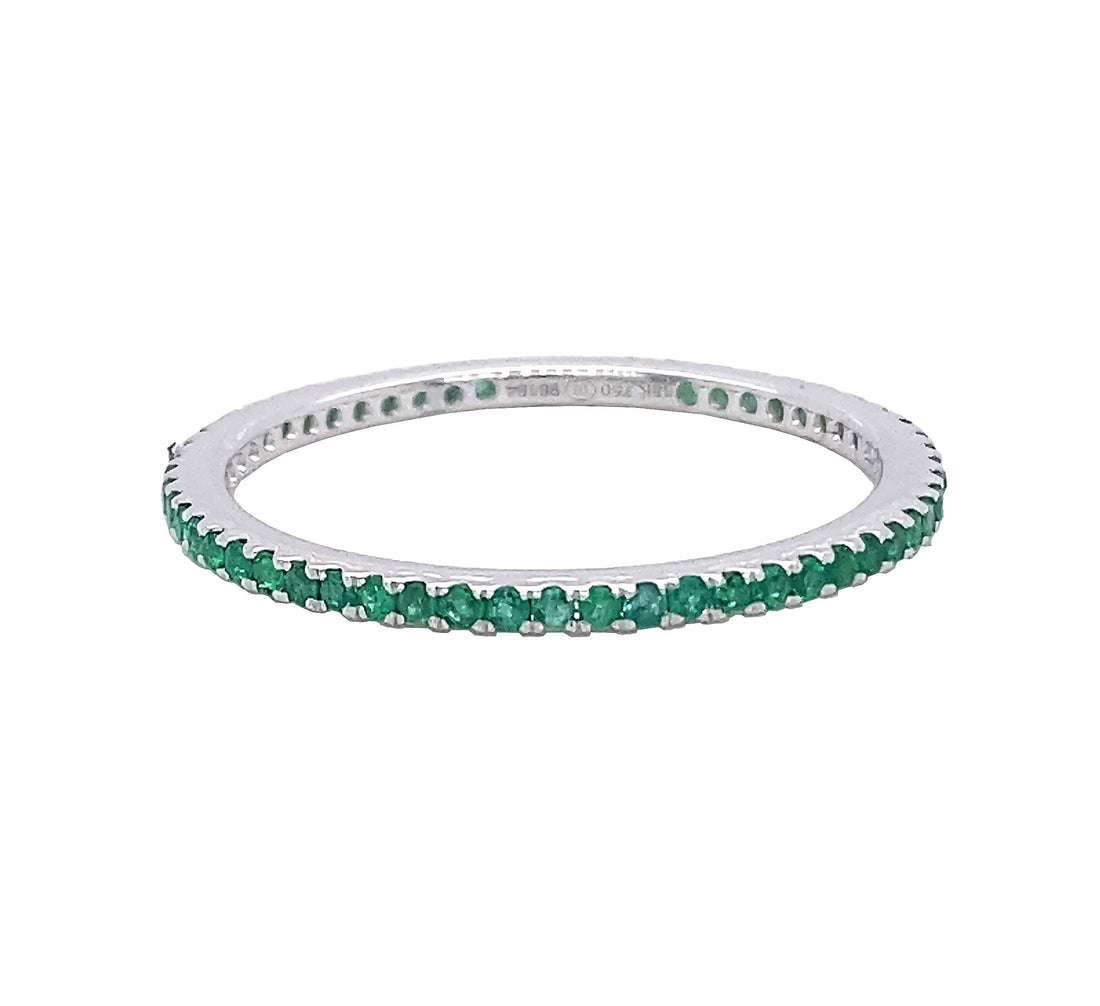 18kt White Gold Emerald Band