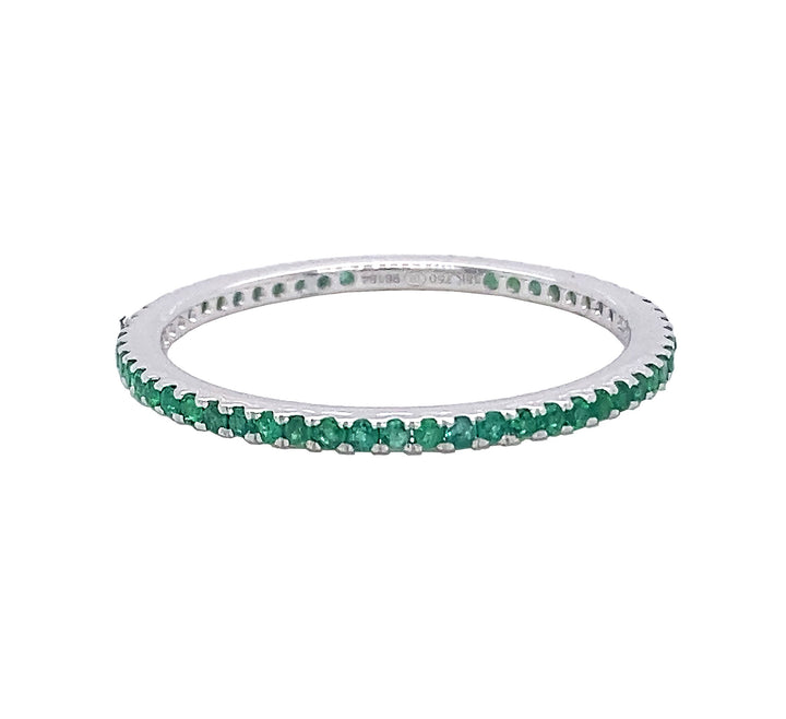 18kt White Gold Emerald Band