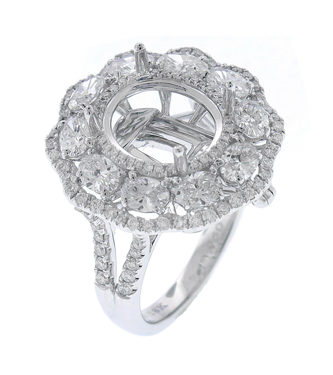 18kt White Gold Diamond Halo Semi Mount