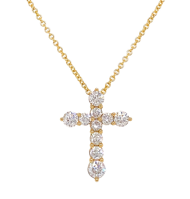 18kt Yellow Gold Diamond Cross Pendant
