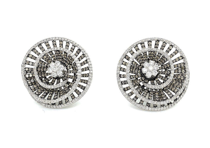 18kt White Gold White And Cognac Diamond Earrings