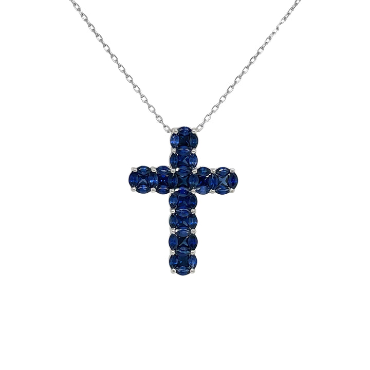 18kt White Gold Blue Sapphire Cost Pendant