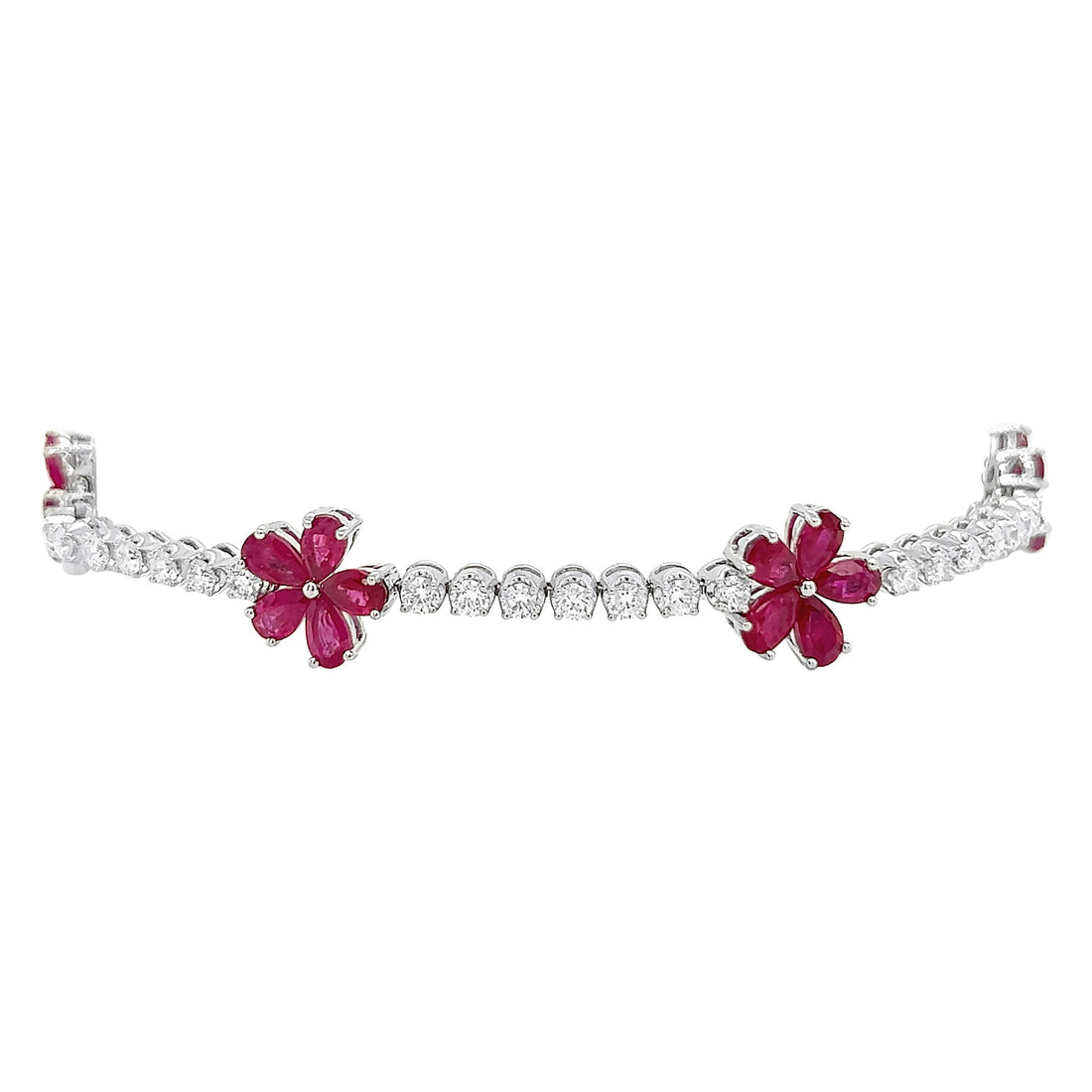 18kt White Gold Diamond And Ruby Bracelet