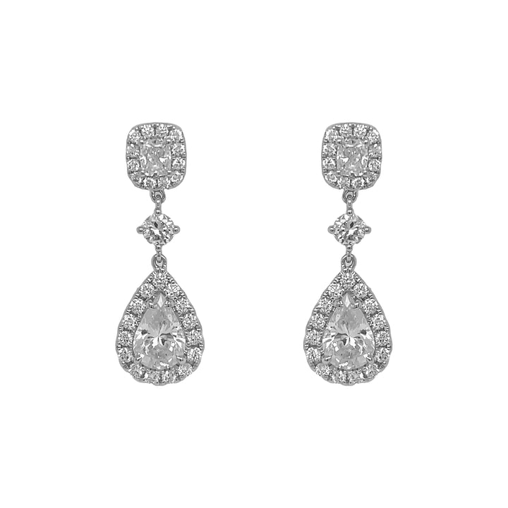 18kt White Gold Diamond Dangling Earrings
