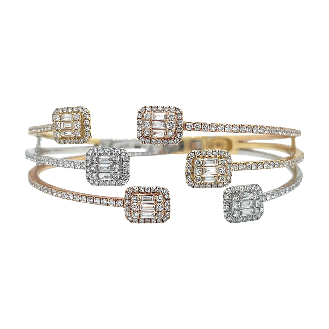 18kt Tri Color Gold Diamond Bangle