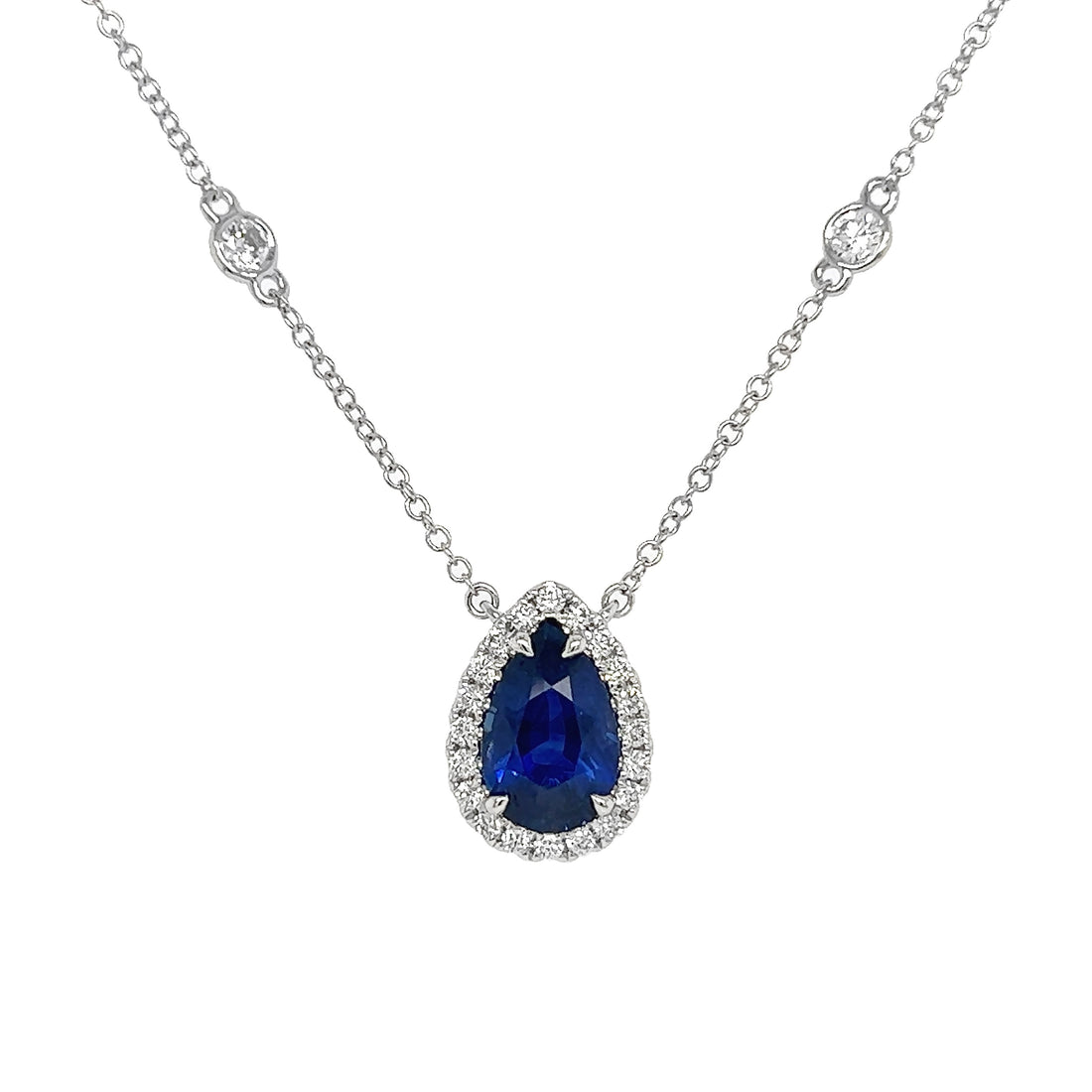 18kt White Gold Diamond and Sapphire Pendant