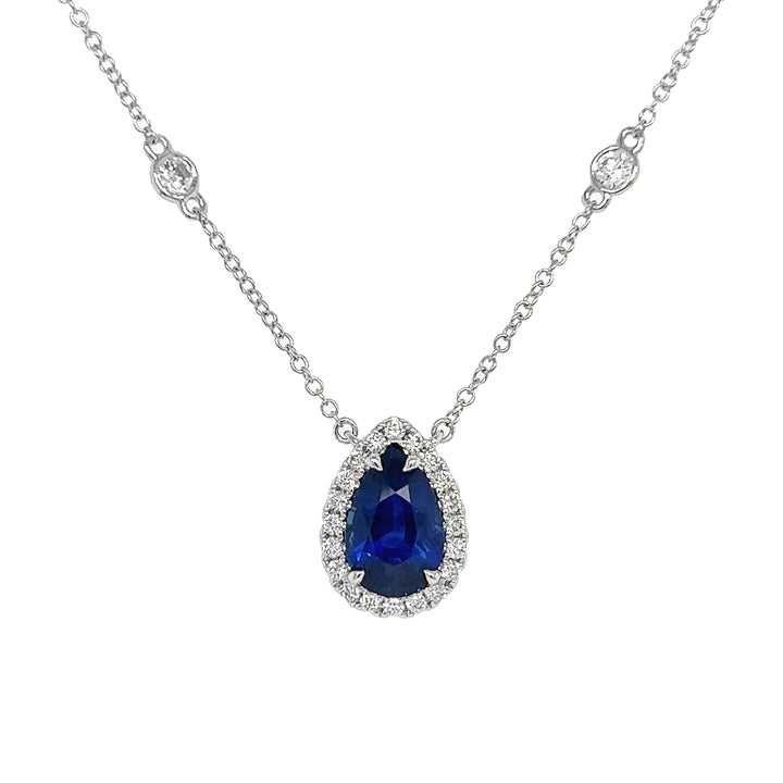 18kt White Gold Diamond and Sapphire Pendant