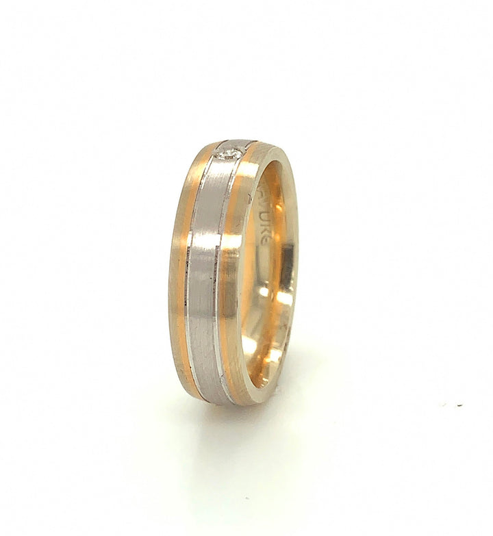 18kt Tricolor Gold Diamond Men`s Wedding Band