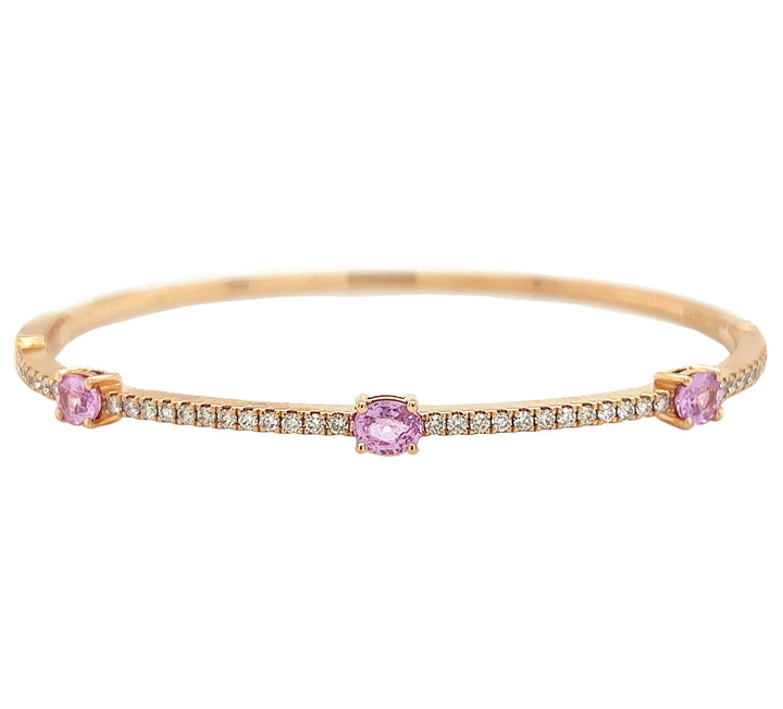 18kt Rose Gold Diamond and Pink Sapphire Bangle