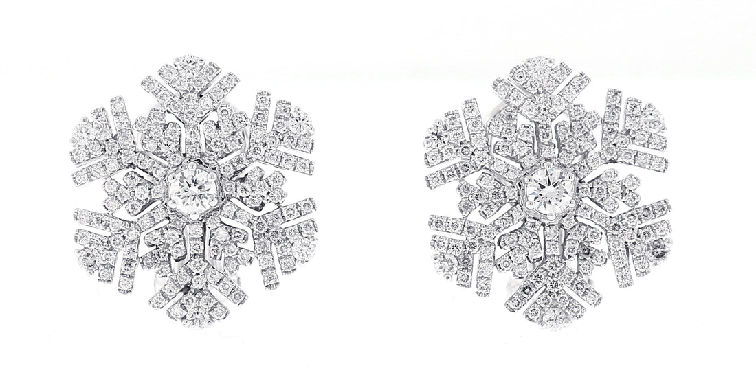 18kt White Gold Diamond Snowflake Earrings