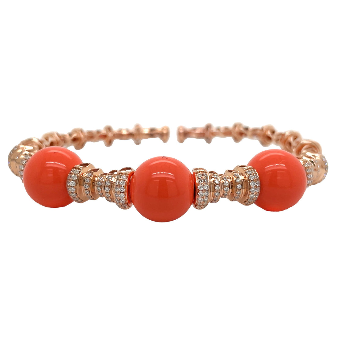 18kt Rose Gold Diamond and Opal Bangle