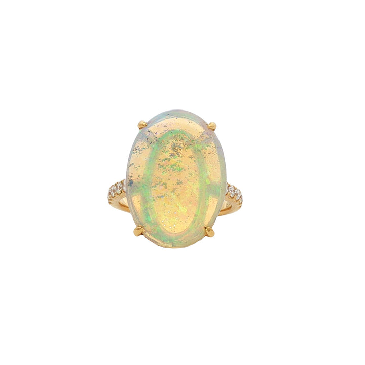 18kt White Gold Diamond And Opal Ring