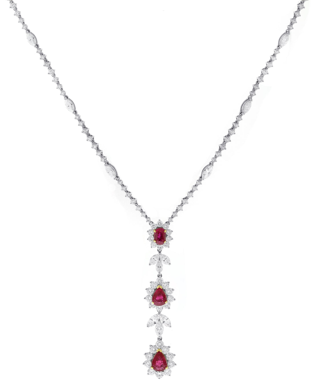 18kt White Gold Ruby Diamond Necklace