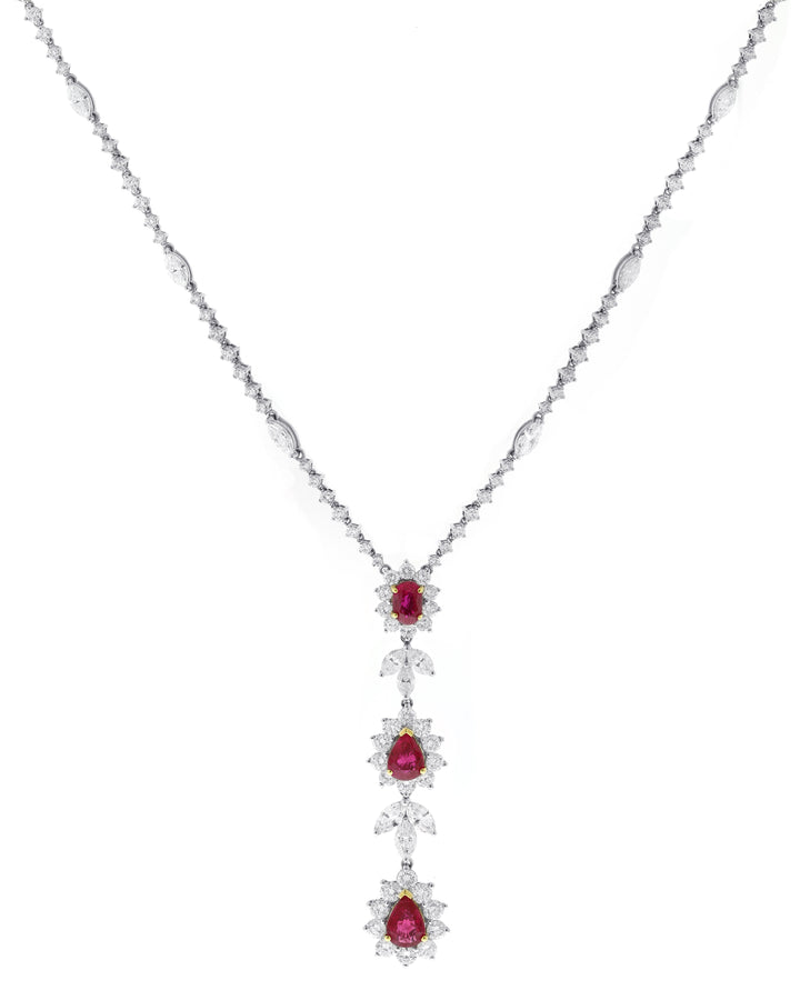 18kt White Gold Ruby Diamond Necklace