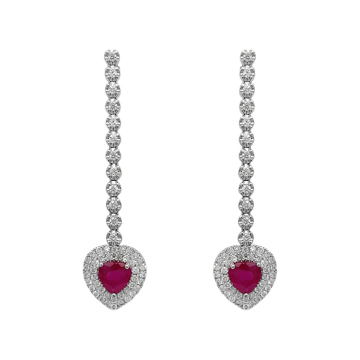 18kt White Gold Diamond And Ruby Earrings