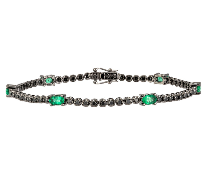 18kt Black Gold Diamond And Emerald Bracelet